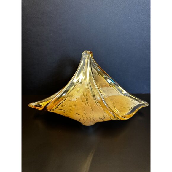 Vintage Murano Handblown Amber Glass Decorative Centerpiece...